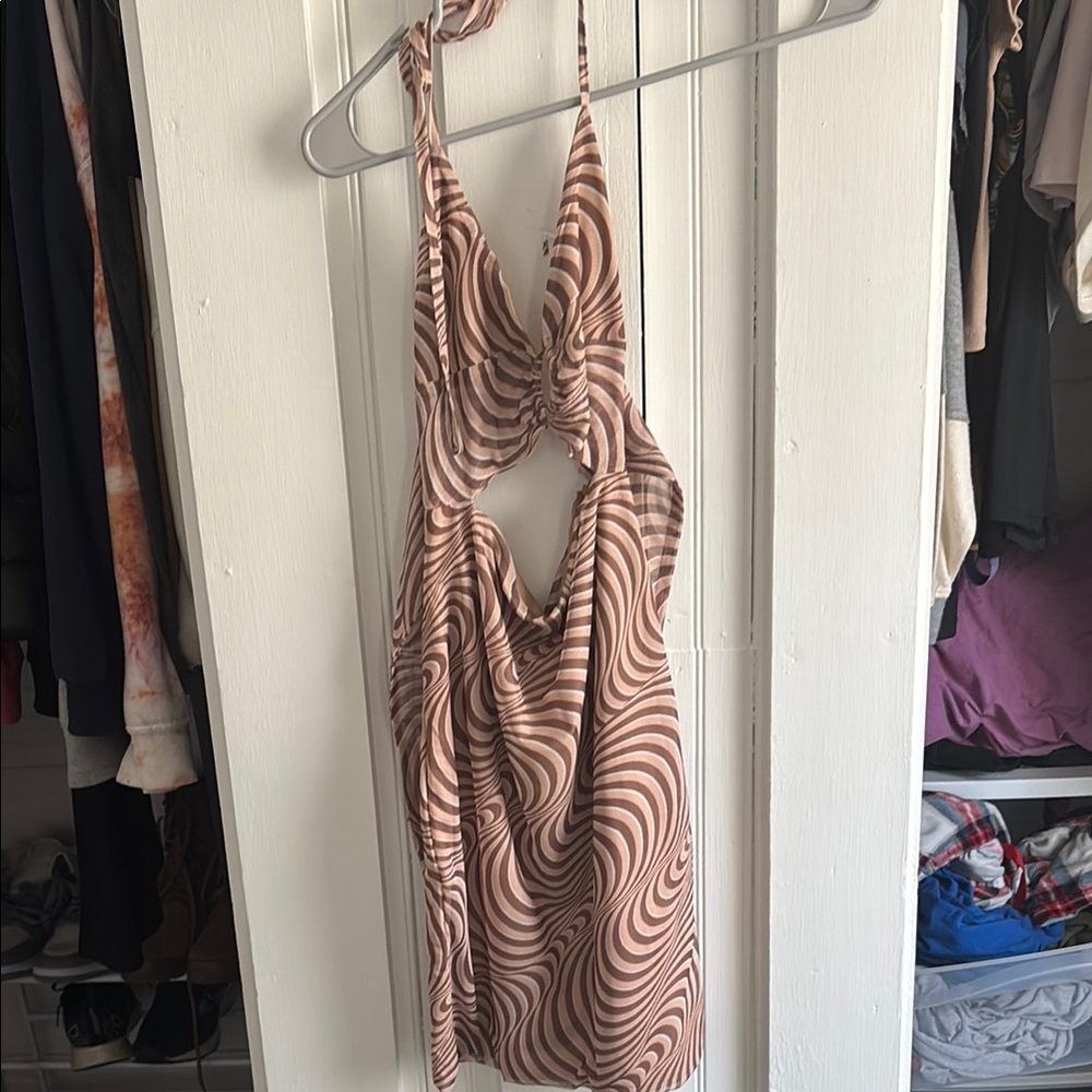 Swirl Pattern Halter Dress